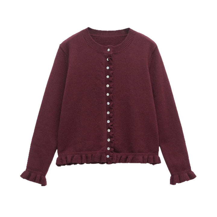 Knit jacket for women with flared details and decorative buttons Lune London