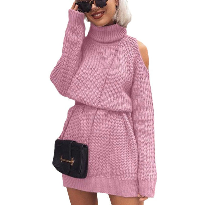 Knit sweater for women with open shoulder and high collar Lune London