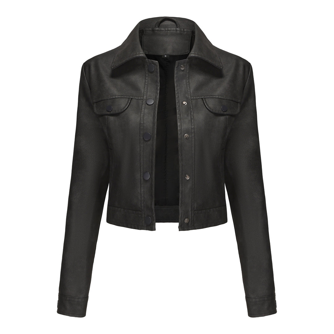 Chic and style short leather jacket for ladies