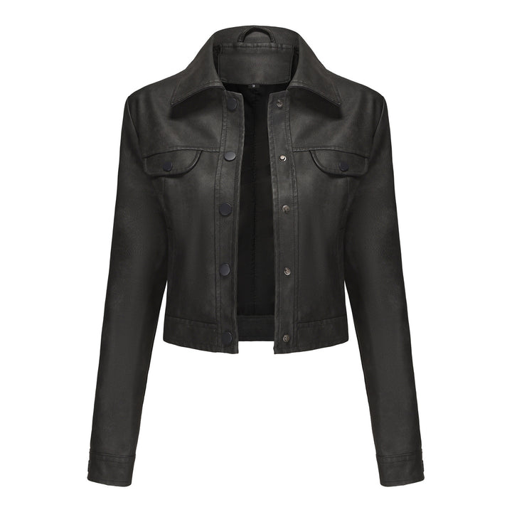 Chic and style short leather jacket for ladies