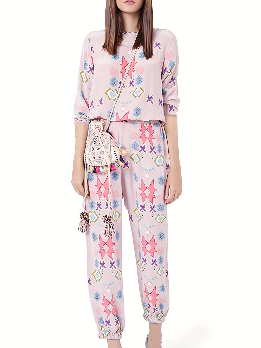 Ladies' lounge set with colorful geometric patterns and an elastic waist Lune London
