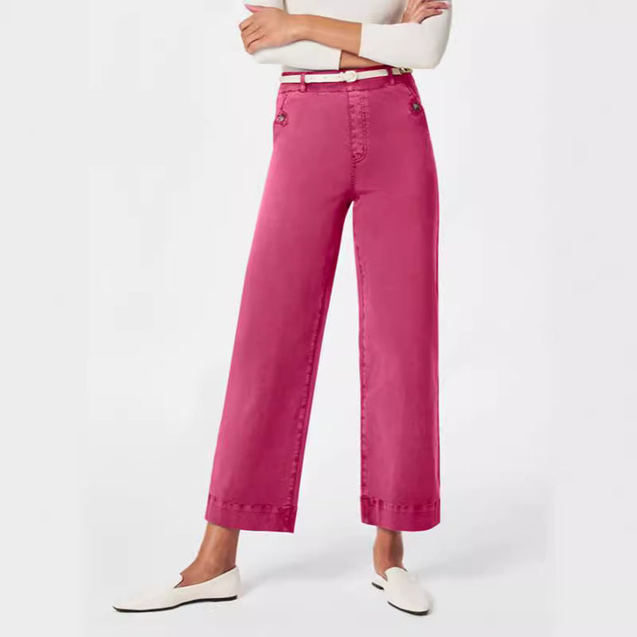 Women's Wide High-Waist Pants with Fashionable Button Details Lune London