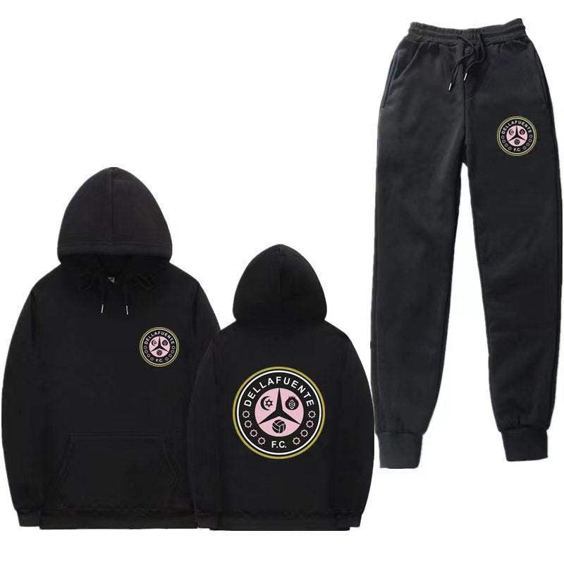Women's comfortable leisure lounge suit with kangaroo pocket and modern logo Lune London
