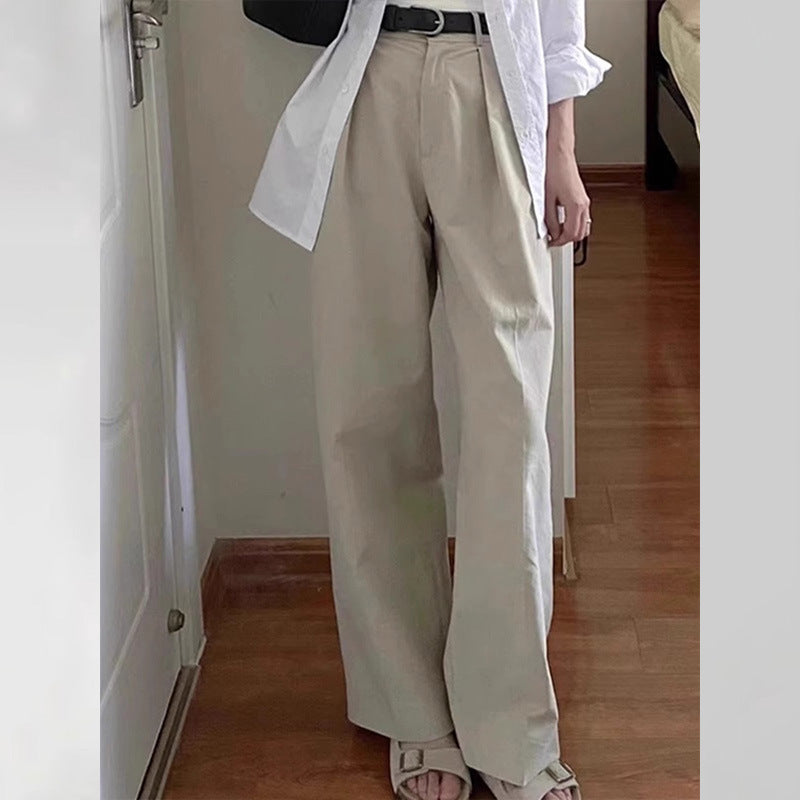 Pantalons en tissu à taille haute et coupe large pour femmes Chic & Stil