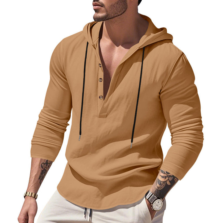 Men's casual hoodie shirt with modern button placket design Lune London