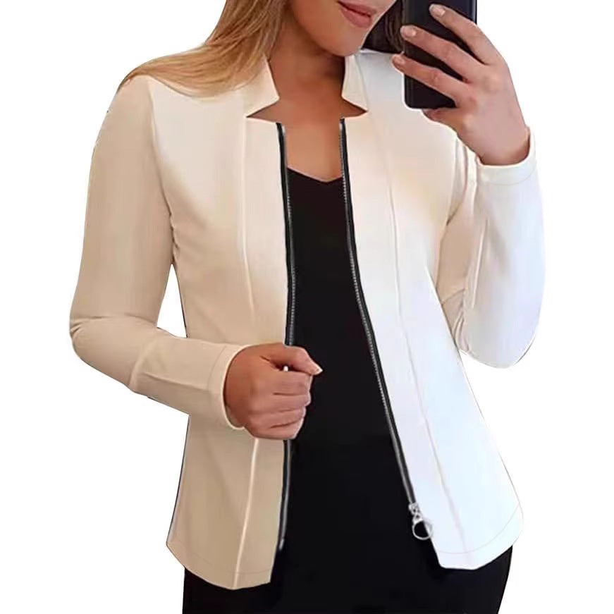 Women's biker jacket with innovative cut and practical zipper details Lune London