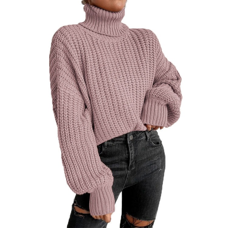 Cozy turtleneck knitted sweater for women with a structured knit pattern Lune London