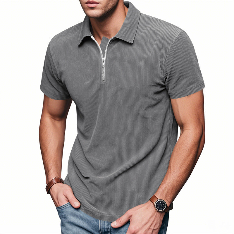 Men's short sleeve sports polo with zipper Lune London