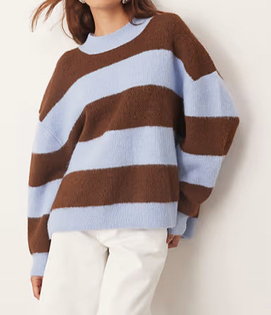 Pull en tricot oversize pour femme avec motif rayé et coupe large Chic & Stil
