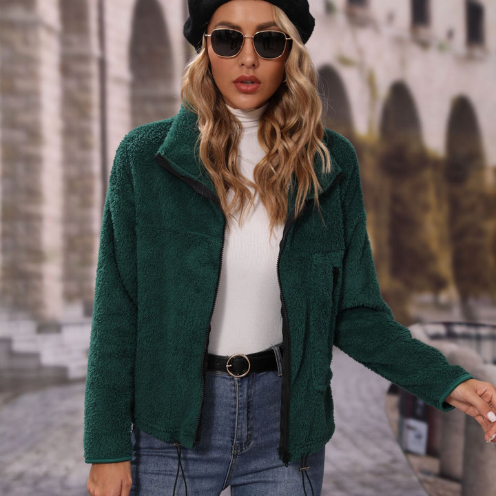 Fleece jacket for women with high collar and practical zip pockets Lune London