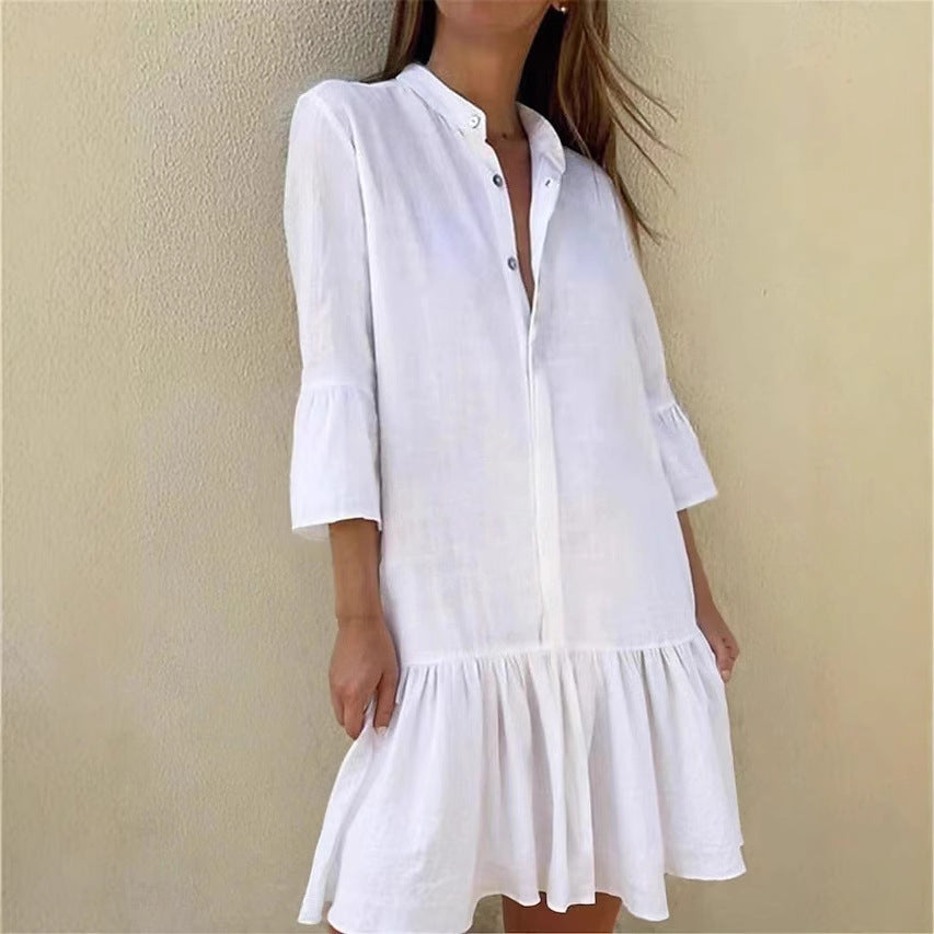 Shirt dress for women with ruffles Lune London
