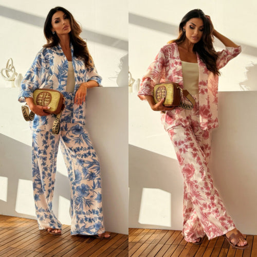 Casual set for women consisting of a kimono style jacket and wide pants Lune London