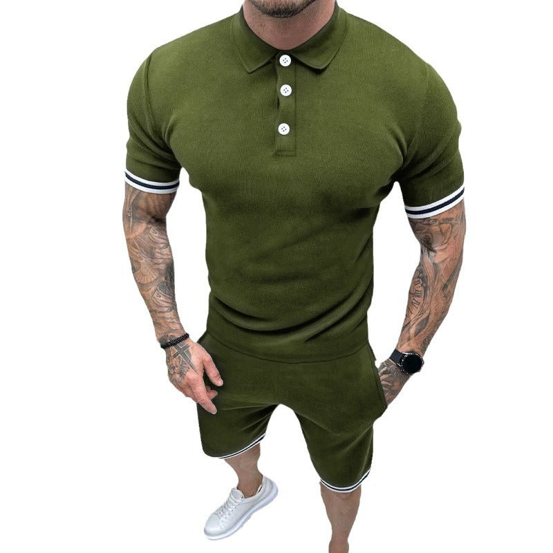 Men's Short Sleeve Sports Set with High-Quality Contrast Stripes and an Elastic Waist Lune London