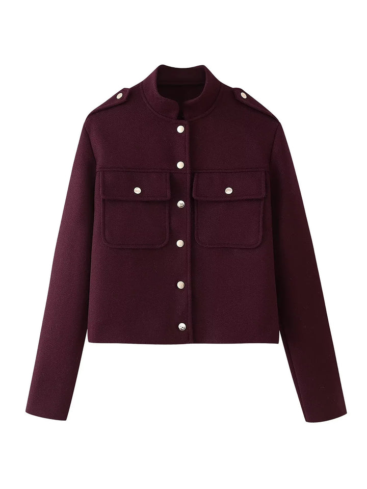 Veste militaire courte pour femmes avec poches et boutons décoratifs Lune London