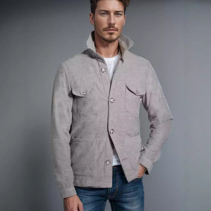 Trendy utility jacket for men with practical pockets and stylish high collar Lune London