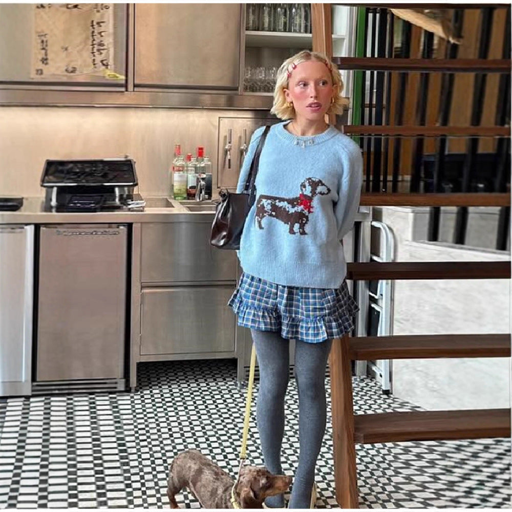 Women's sweatshirt with playful dog design and ribbed sleeves Lune London
