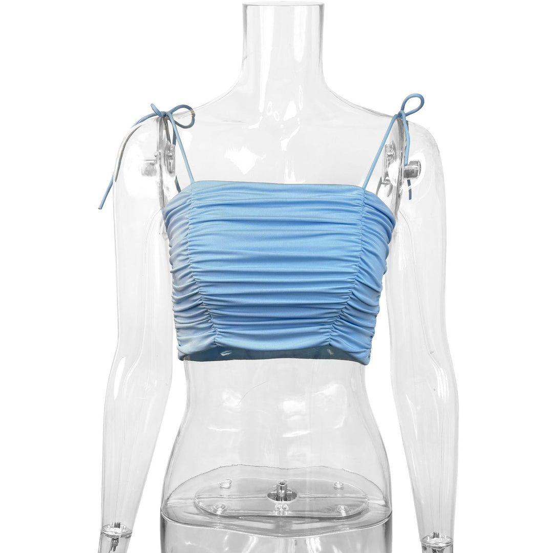 Women's crop top with gathers and adjustable straps Lune London