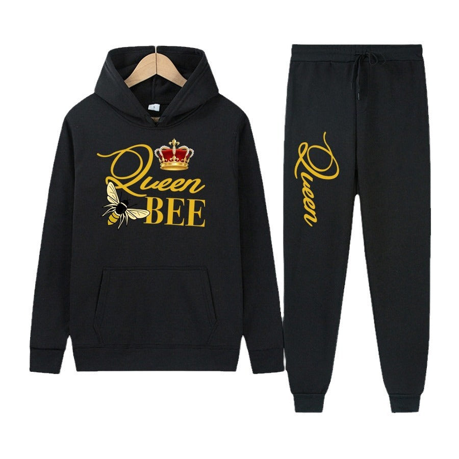 Ladies Hoodie and Jogging Pants Set with Creative Design "Queen Bee" Lune London
