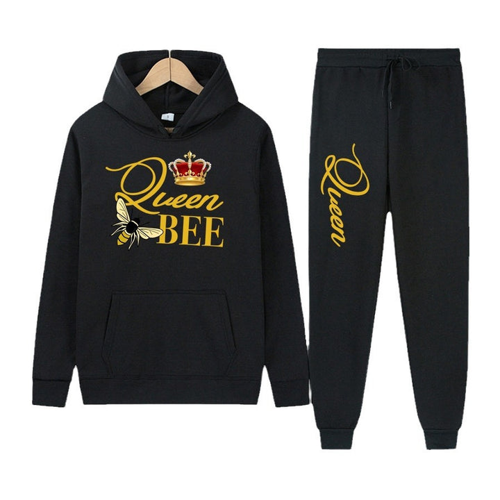 Ladies Hoodie and Jogging Pants Set with Creative Design "Queen Bee" Lune London