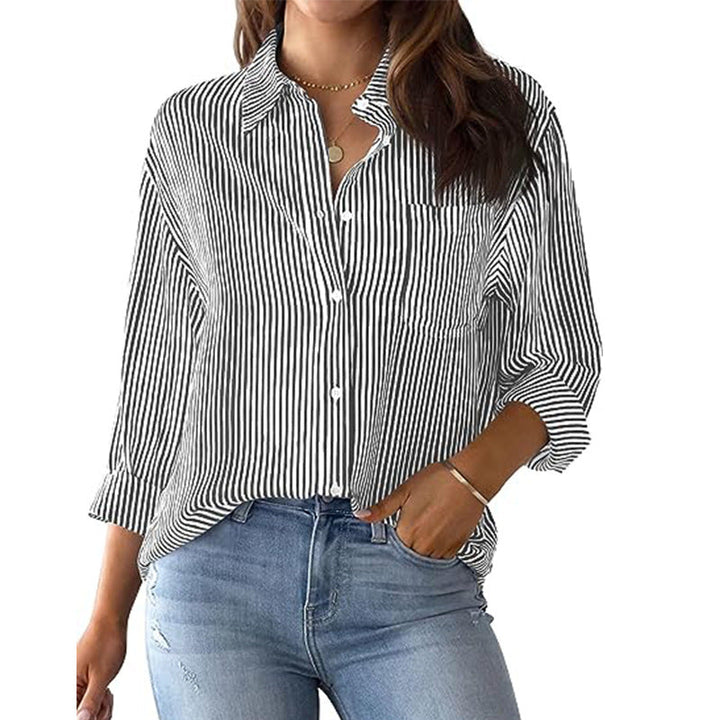 Women's Casual Shirt Blouse with Fine Stripes and Casual Cut Lune London