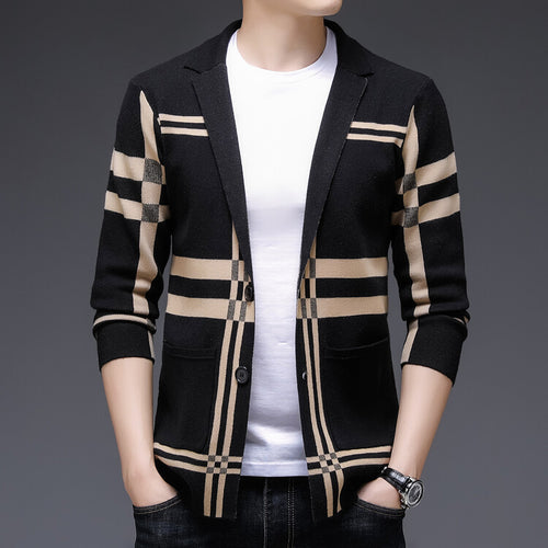 Fashion knit jacket for men with an elegant checkered pattern Lune London