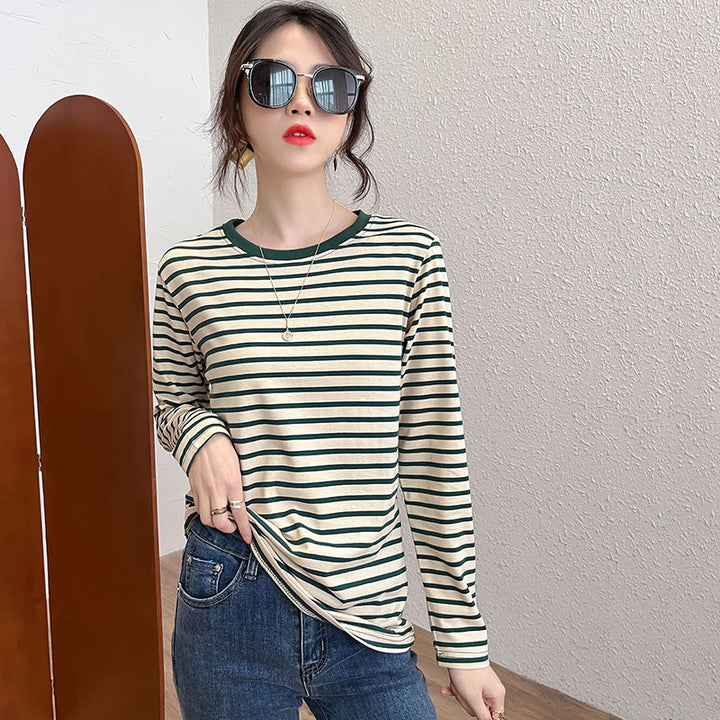 Women's striped long sleeve shirt with round neckline Chic & Stil