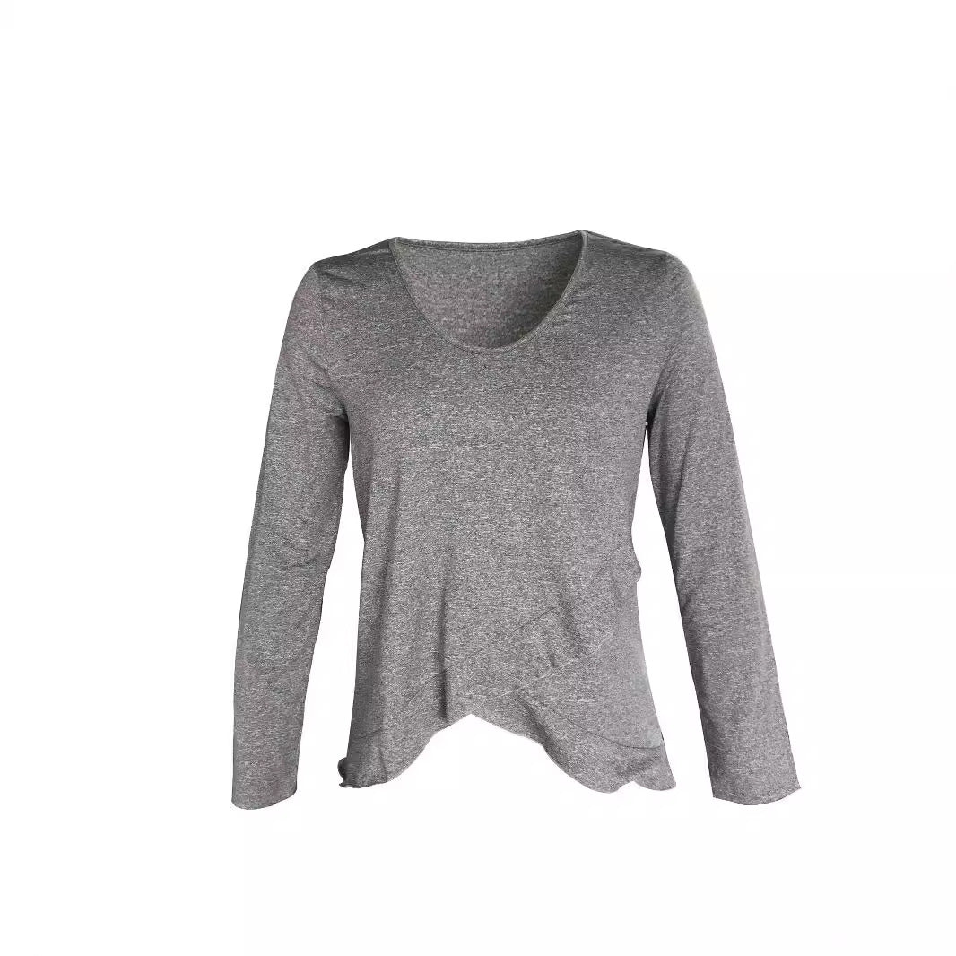 Ladies Refined finish top with V-neck and asymmetric hem Lune London