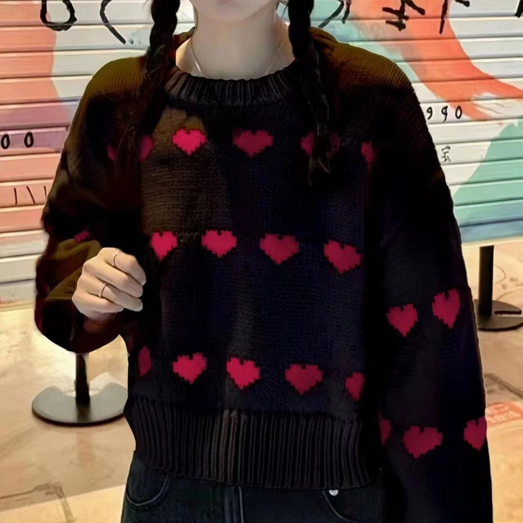 Women’s sweater with heart pattern and casual cut Lune London
