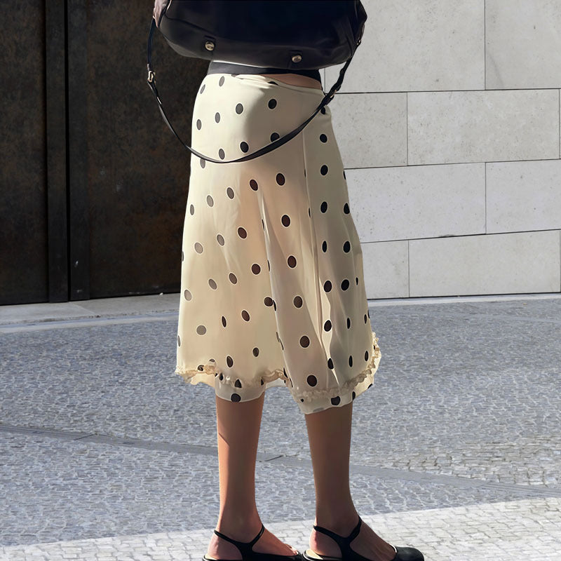 Lune London Women's Midi Skirt with Dots and Elastic Waist