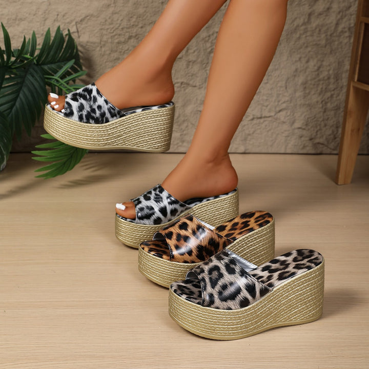Ladies Platform Mules with trendy leopard print and refined strap design Lune London