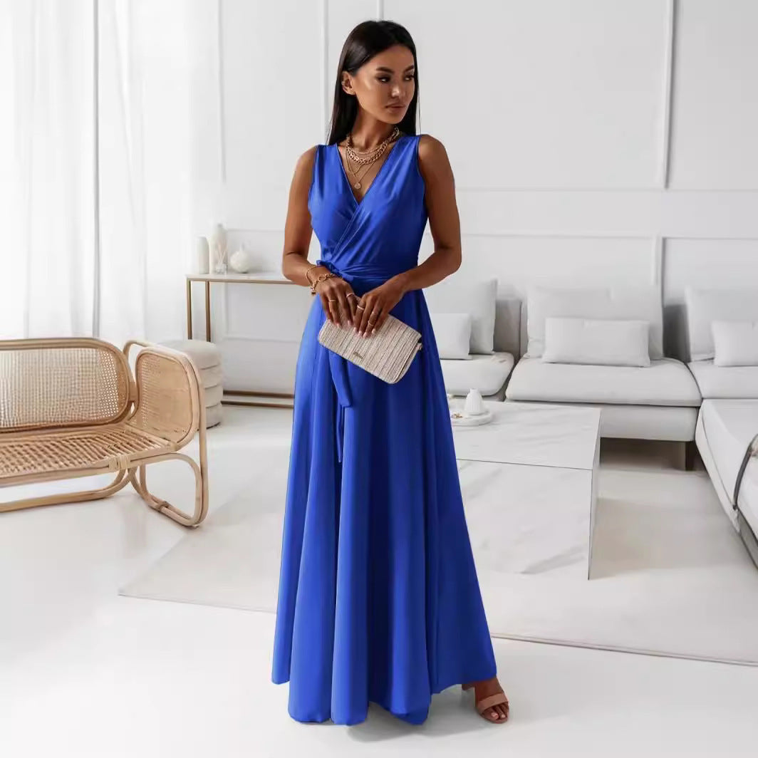 Maxi wrap dress for women with deep V-neck and flowy cut Lune London