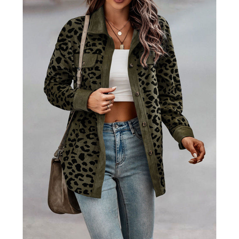 Long sleeve shirt for women with animal print and patch pockets Lune London