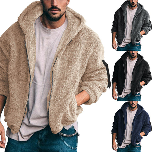 Comfortable hooded jacket for men in teddy fleece Lune London