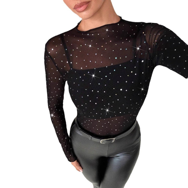 Women's Functional Shirt Made Of Transparent Quality with Sparkling Applications Lune London