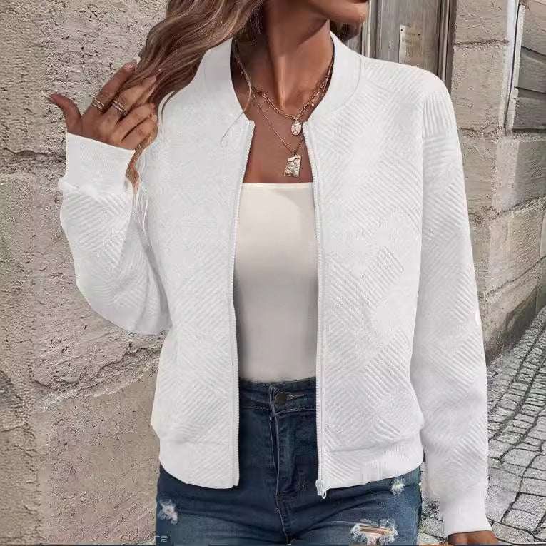 Ladies casual zip jacket with textured design Lune London