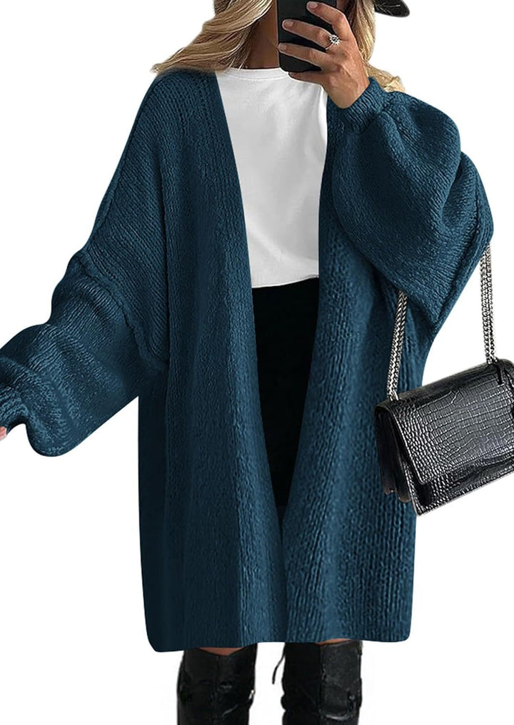 Women Casual Knitted Coat with Deep V-neck and Wide Sleeves Lune London