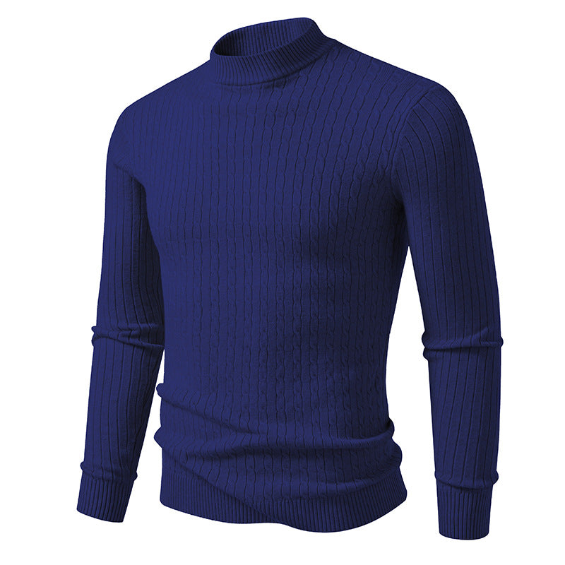Men's turtleneck sweater with textured cable design Lune London