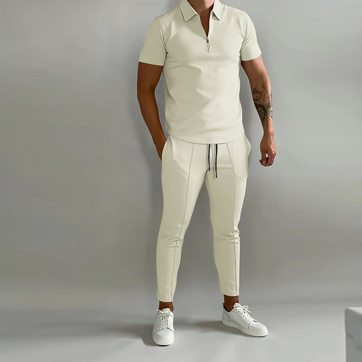 Trendy polo shirt for men with high-quality zipper and stylish slim-fit pants Lune London