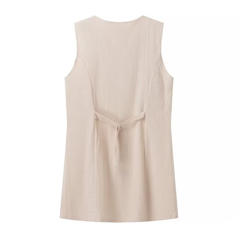 Sleeveless shirt dress for women with practical pockets and decorative button details Lune London