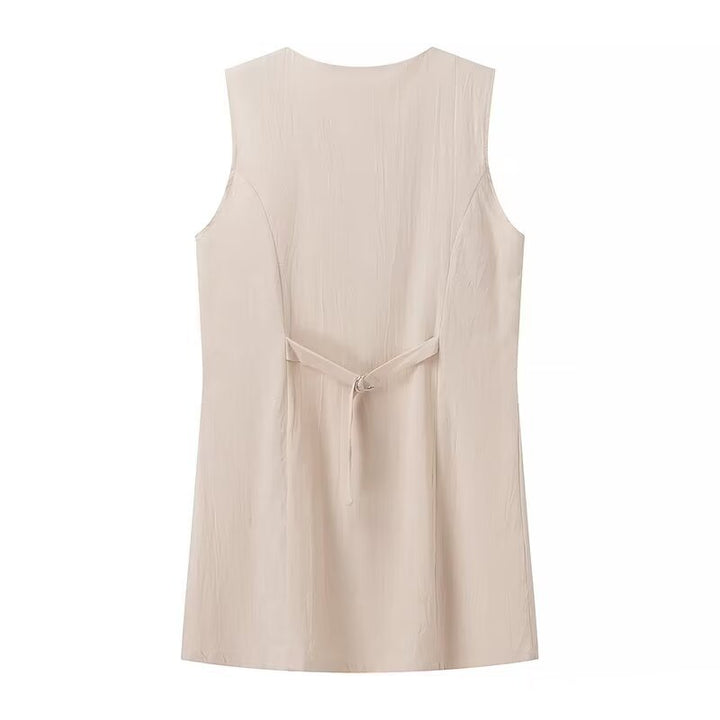 Sleeveless shirt dress for women with practical pockets and decorative button details Lune London