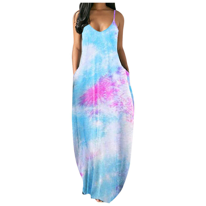 Lune London Women's Bohemian Tie-Dye Maxi Dress with Pockets