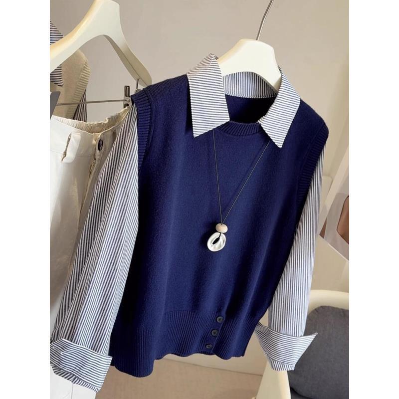 Pull-over haut de gamme pour femmes avec col chemise Chic & Stil