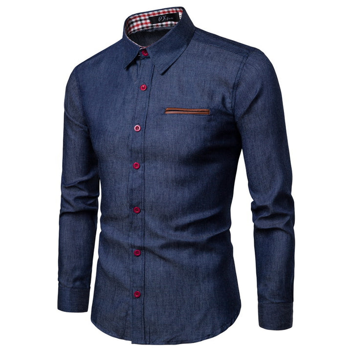Men's long sleeve denim shirt with contrasting details Lune London