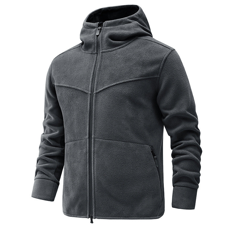 Fleece jacket for men with practical pockets and adjustable hood Lune London