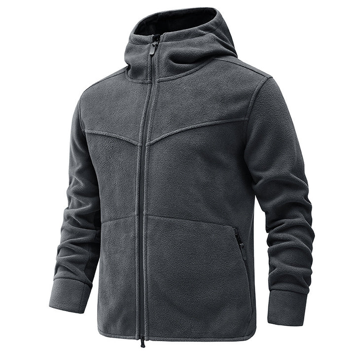 Fleece jacket for men with practical pockets and adjustable hood Lune London