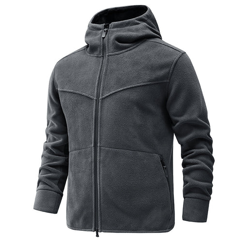 Fleece jacket for men with practical pockets and adjustable hood Lune London