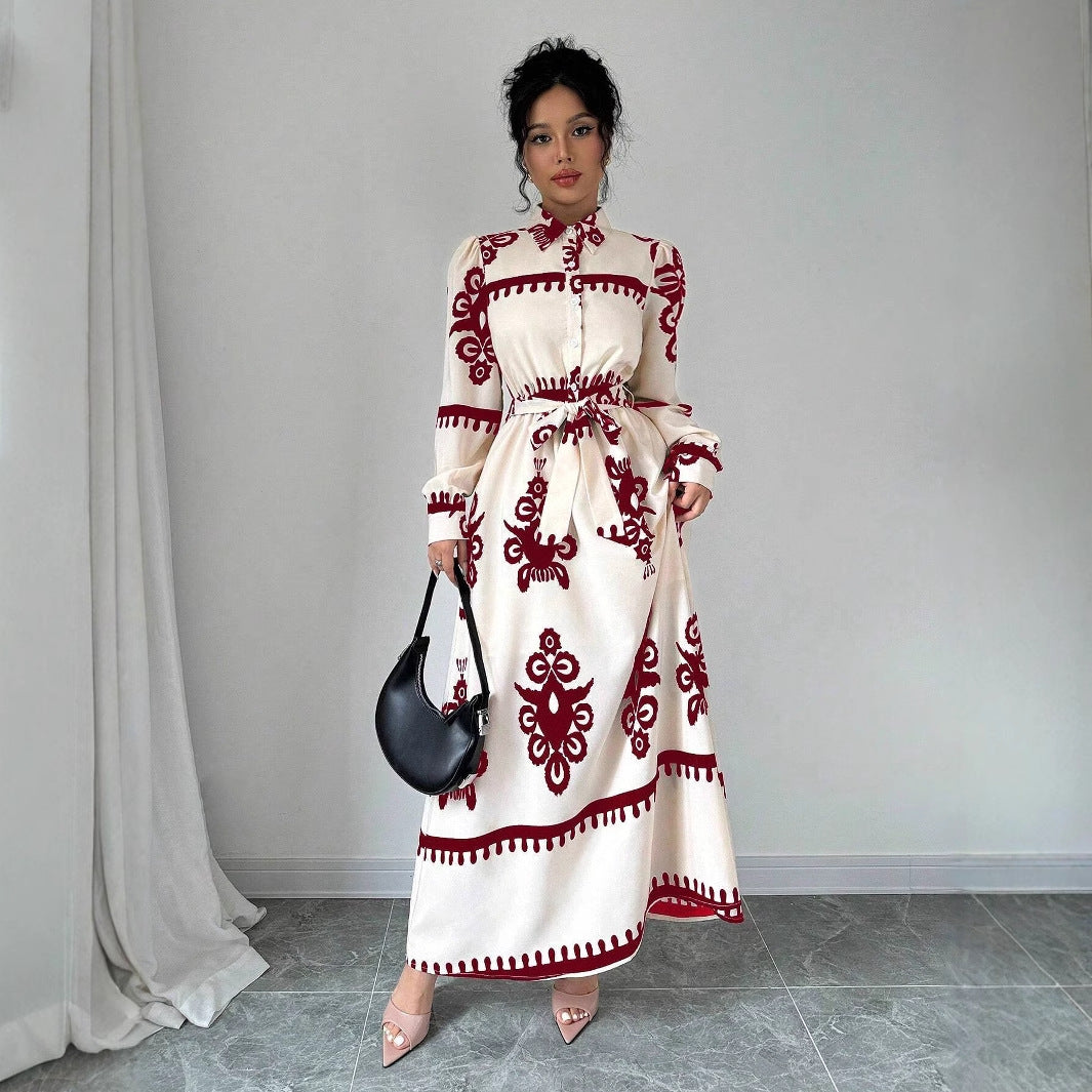 Maxi dress for women with vintage pattern Lune London