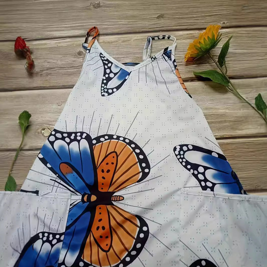 Women's jumpsuit with a colorful butterfly pattern and practical pockets Lune London