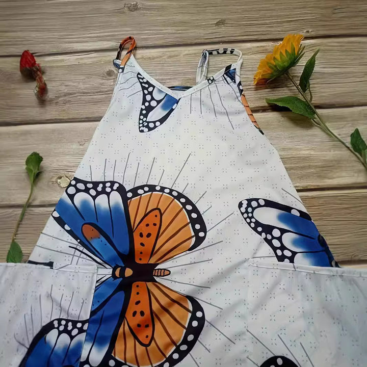 Women's jumpsuit with a colorful butterfly pattern and practical pockets Lune London