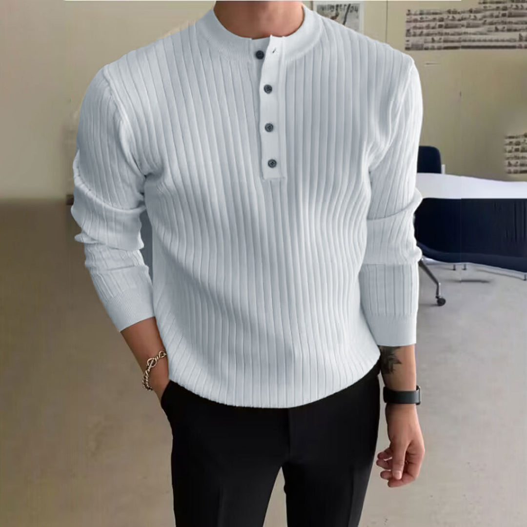 Trendy long-sleeve shirt for men with button details and ribbed structure Lune London